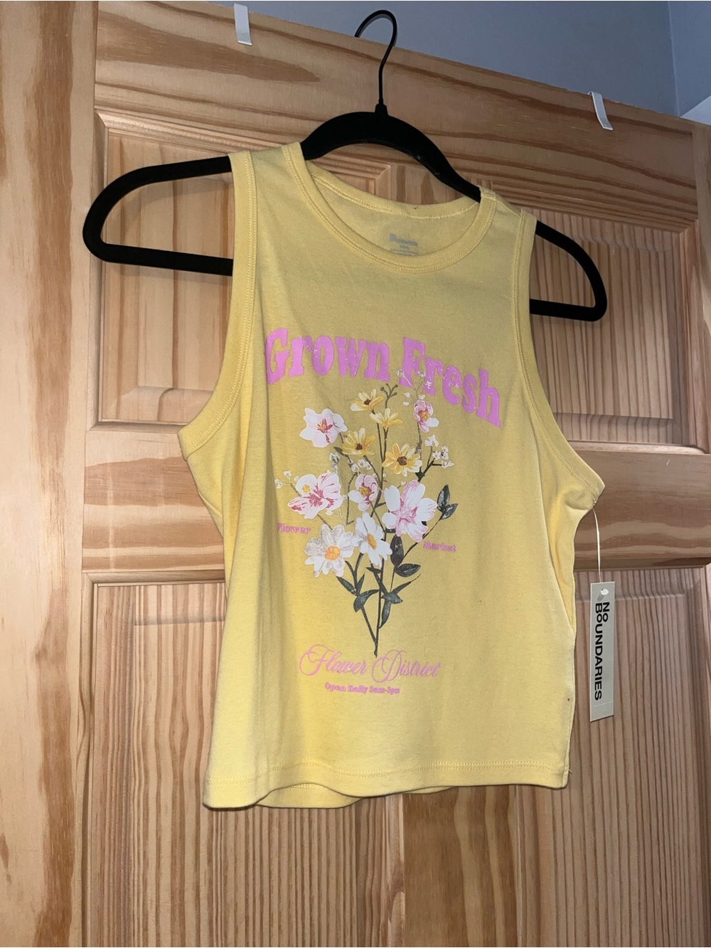 No Boundaries Yellow Floral "Grown Fresh" Tank Top